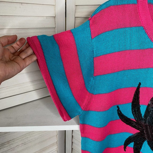Spider Gwen blue and pink striped sweater Medium - Picture 5 of 9
